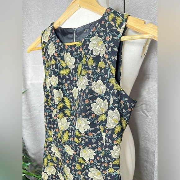 Zara Vintage Floral Print Sleeveless Mini Dress in Black & Green Sz XS - Picture 3 of 10